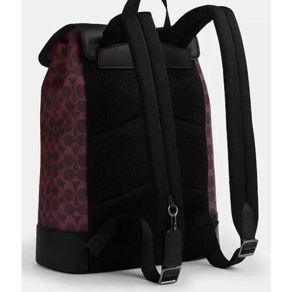 COACH TURNER BACKPACK SIGNATURE CANVAS CURRENT GUNMETAL - Picture 2 of 4